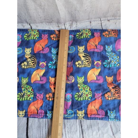 Set Of 2 Handmade Quilted Cat Print Placemats 16x11 Inches - Picture 8 of 8
